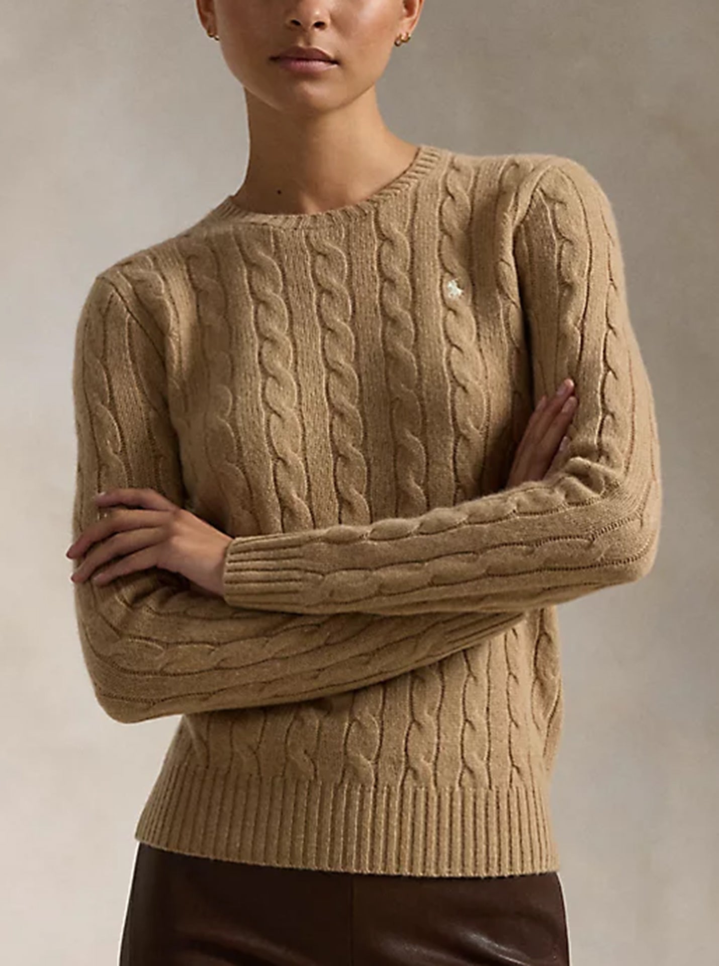 Camel cable knit sweater best sale