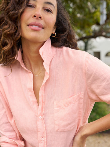 Eileen Button Up in Peach Linen