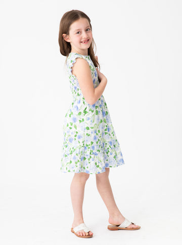 Girl's Julia Dress in Rosebud Blue