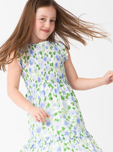 Girl's Julia Dress in Rosebud Blue