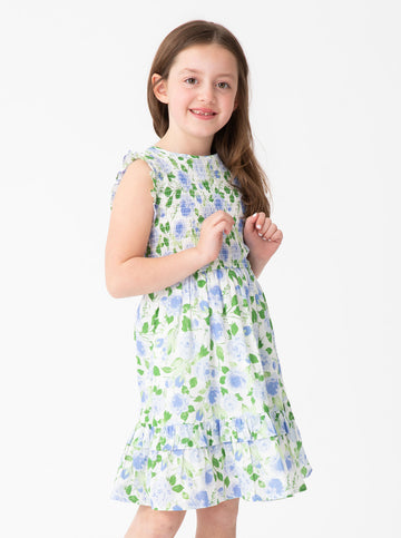 Girl's Julia Dress in Rosebud Blue