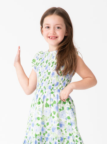 Girl's Julia Dress in Rosebud Blue