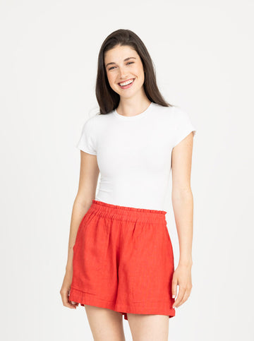 Summer Short in Solid Poppy