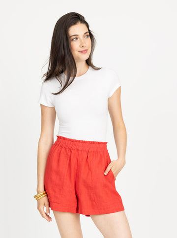 Summer Short in Solid Poppy