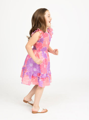 Girl's Julia Dress in Glowing Gardenia Pink