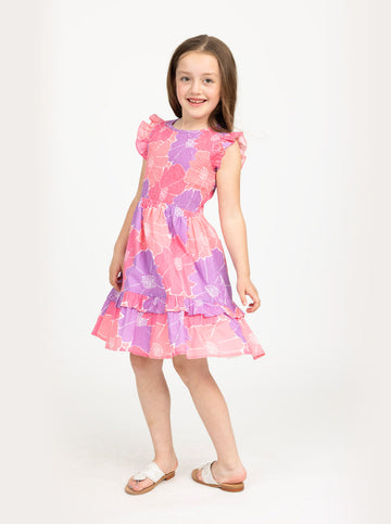 Girl's Julia Dress in Glowing Gardenia Pink