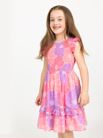 Girl's Julia Dress in Glowing Gardenia Pink