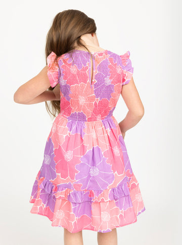 Girl's Julia Dress in Glowing Gardenia Pink