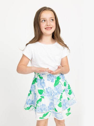 Girls Maggie Skirt in Hydrangea Walk Blue