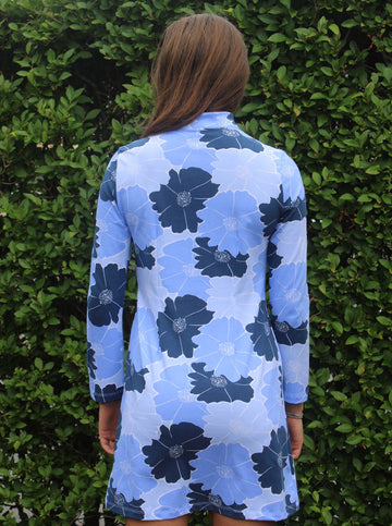 Mahi Tunic Dress in Glowing Gardenia in Blue