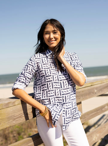 Helen Button Down - Cape Cod in Navy