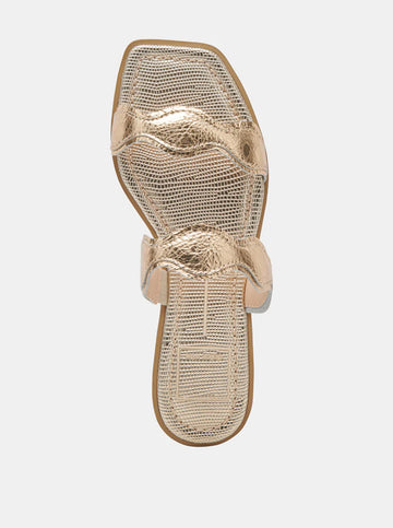 Ilva Low Sandal in Gold Distressed Leather