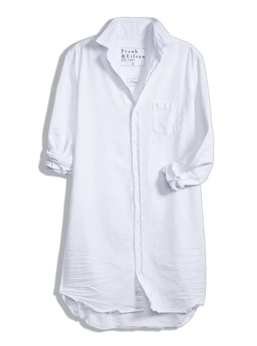 Mary Classic Shirtdress in White Tattered Denim