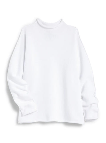 Monterey Rolled Funnel Neck Sweater in White
