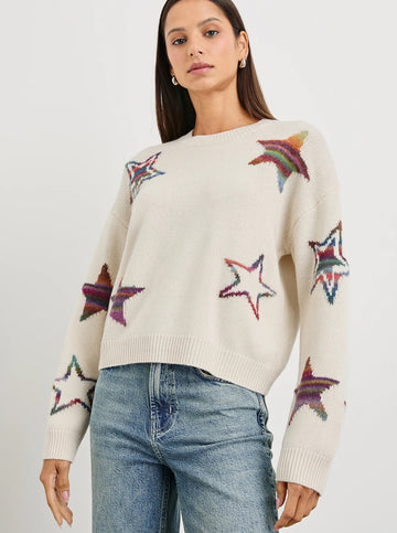 Perci Sweater in Ivory Rainbow Multi Stars