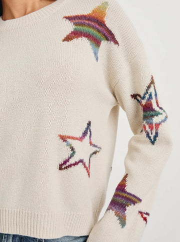 Perci Sweater in Ivory Rainbow Multi Stars