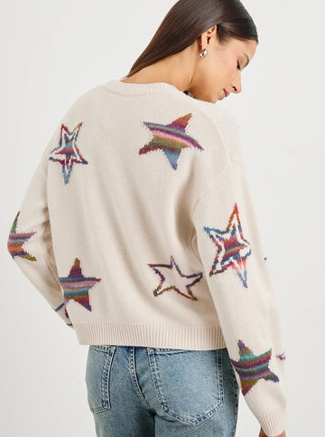 Perci Sweater in Ivory Rainbow Multi Stars