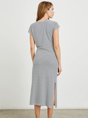 Selah Dress in Ivory Navy Stripe