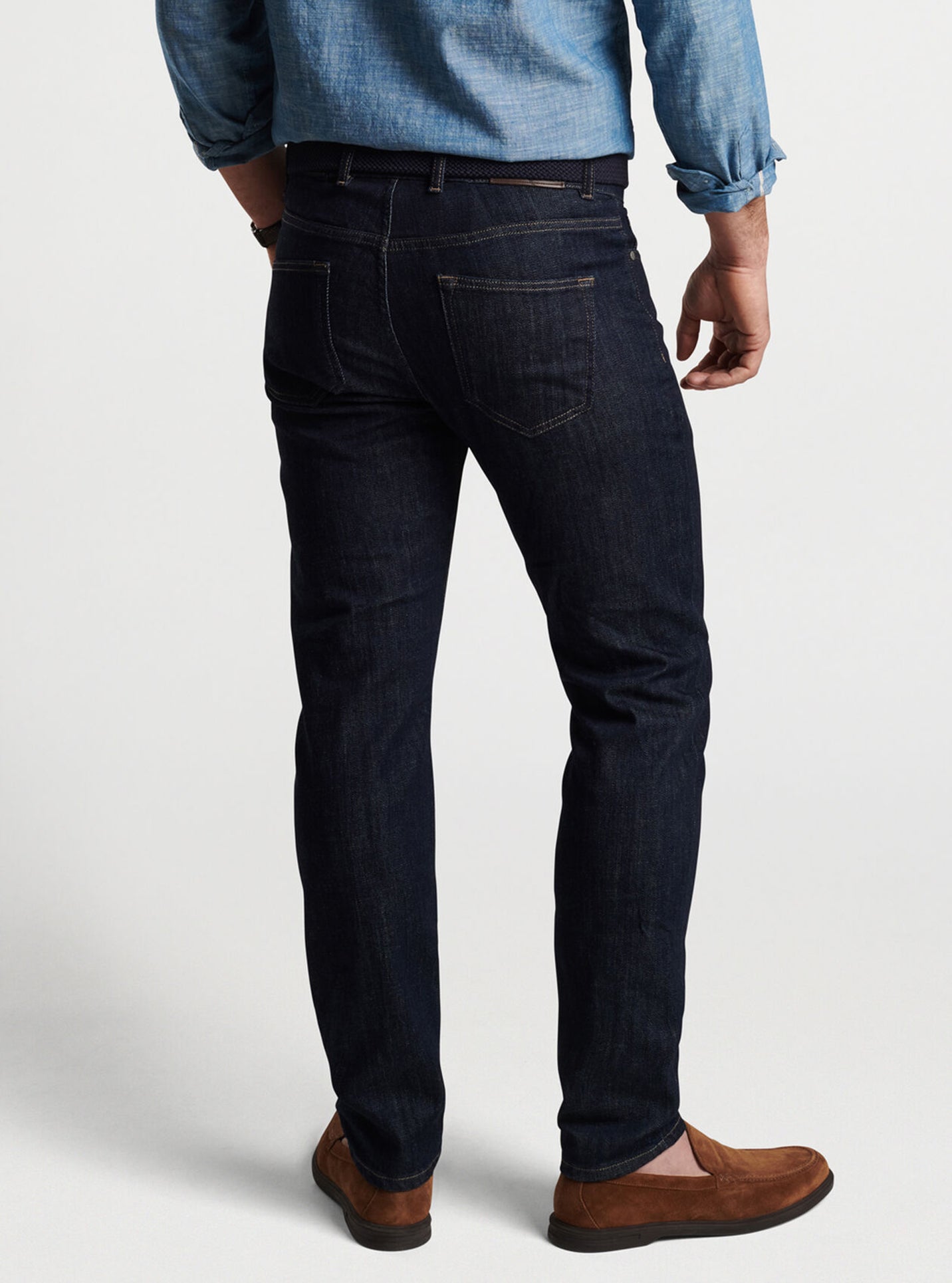 Vintage Washed Five-Pocket Denim in Dark Indigo