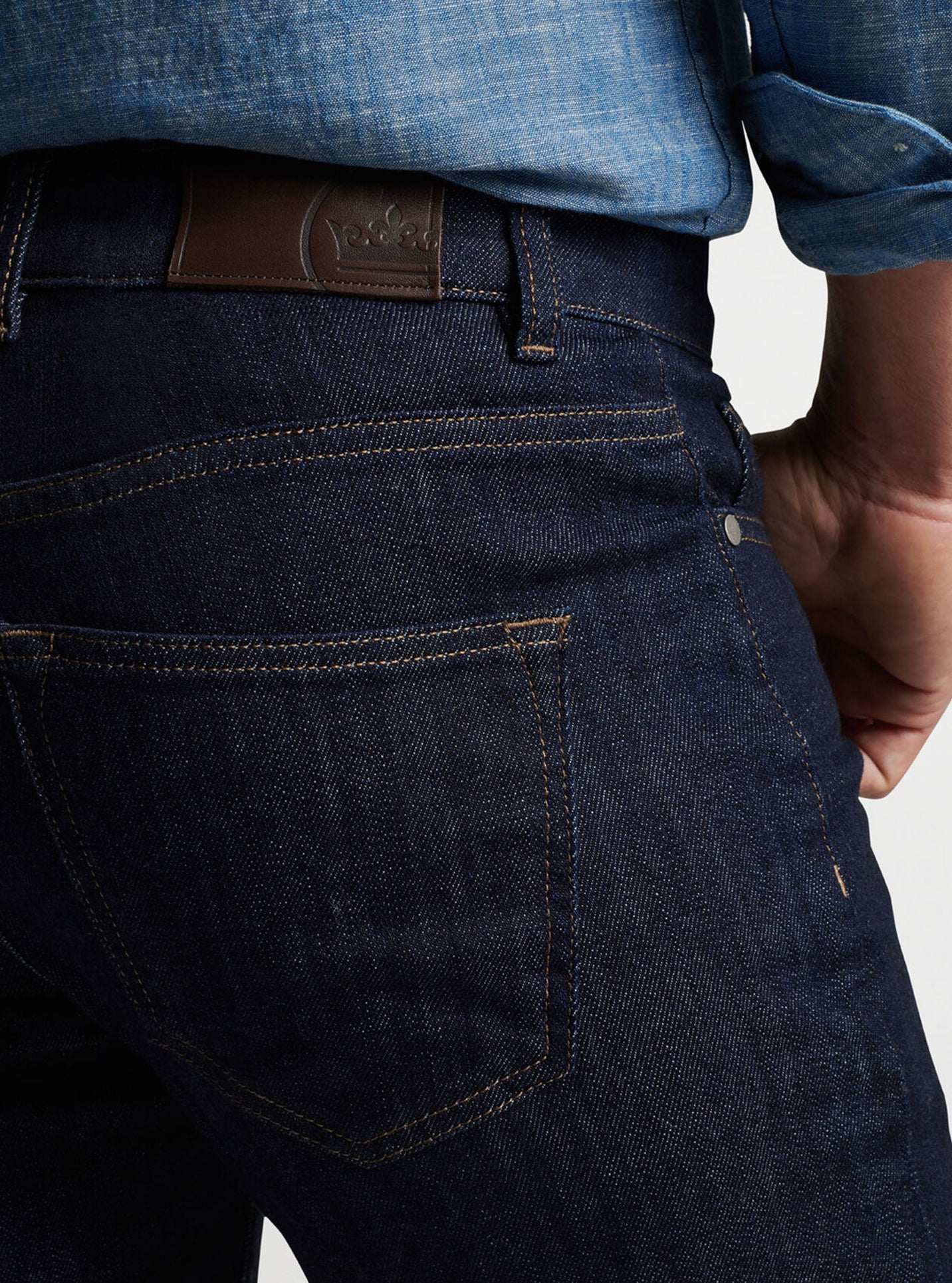 Vintage Washed Five-Pocket Denim in Dark Indigo