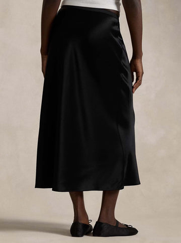 Double-Faced Satin Skirt in Black